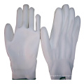 White PU Glove Polyester PP Palm Coated with Ce